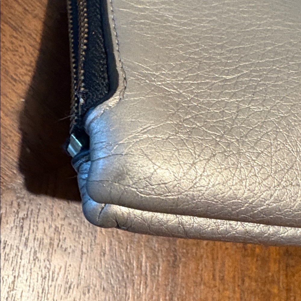 Coach  Double zip wristlet  pebbled Leather  gold metallic  long wallet 8”w
EUC - Picture 10 of 17